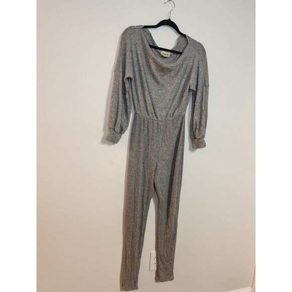 Spring Haze Los Angeles Gray Ribbed Knit Jumpsuit Womens XS S Lounge One Piece - Picture 2 of 8